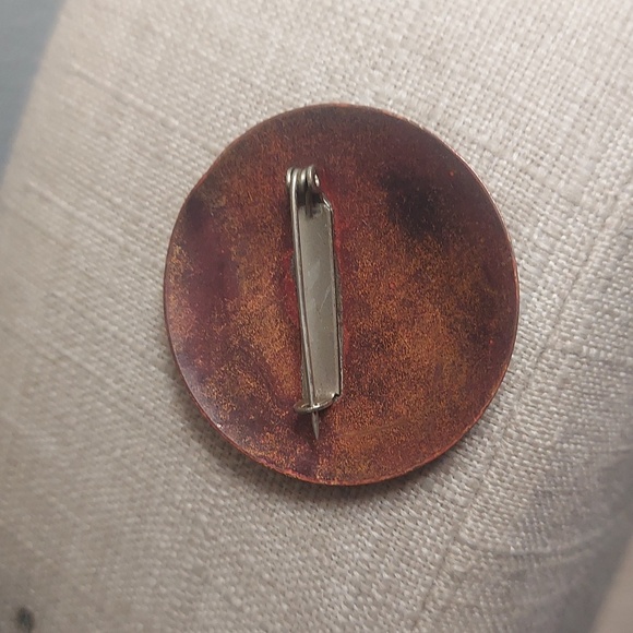 Mid century Modern enamel Copper Fantasy seahorse Broach pin - Picture 5 of 8